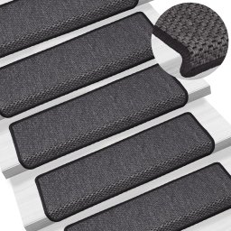 Gossi covorase scari autoadezive, 15 buc. antracit 65x21x4 cm sisal