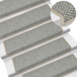 Gossi covorase scari autoadezive, 15 buc. gri 65x21x4 cm, sisal