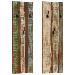 Gossi cuier de haine de perete 2 buc. 36x3x110 cm lemn masiv reciclat