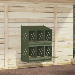 Gossi cutie de pui cu 6 compartimente din metal verde masline