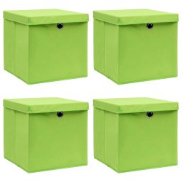Gossi cutii depozitare cu capace 4 buc. verde, 32x32x32 cm, textil
