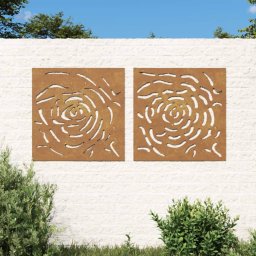Gossi decor de perete 2 buc. 55x55 cm model trandafiri otel corten