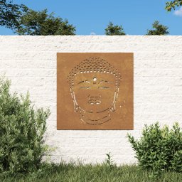 Gossi decor perete de gradina 55x55 cm design cap buddha otel corten