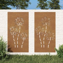 Gossi decor perete gradina 2 buc. 105x55 cm design flori otel corten