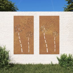 Gossi decor perete gradina 2 buc. 105x55 cm design flori otel corten