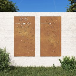 Gossi decor perete gradina 2 buc. 105x55 cm design flori otel corten
