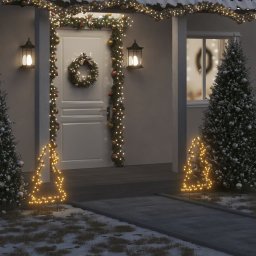 Gossi decoratiune brad cu lumini de craciun cu tarusi, 80 led, 60 cm