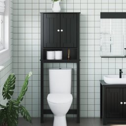 Gossi depozitare deasupra toaletei „berg” negru 60x27x164,5 cm lemn