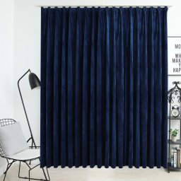 Gossi draperie opaca, albastru inchis, 290x245cm, catifea, cu carlige
