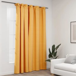 Gossi draperie opaca, aspect de in, galben, 290 x 245 cm, cu carlige
