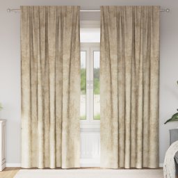 Gossi draperii 2 buc cu buzunare pentru bagheta crem 245x140 cm
