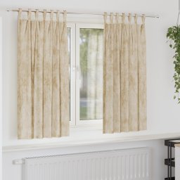 Gossi draperii din catifea 2 piese cu ornamente deasupra crem 175x140 cm