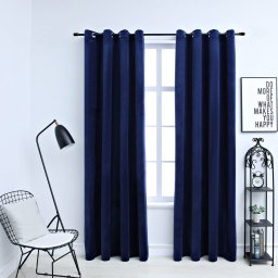 Gossi draperii opace & inele 2 buc. albastru inchis 140x175cm catifea