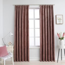 Gossi draperii opace 2 buc. roz antichizat 140x175 cm catifea carlige