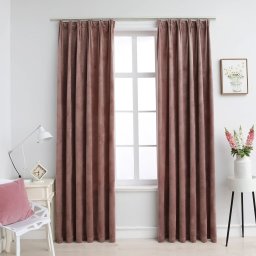 Gossi draperii opace 2 buc. roz antichizat 140x225 cm catifea carlige