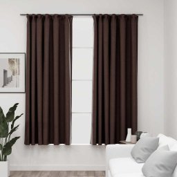Gossi draperii opace aspect in, carlige, 2 buc. gri taupe, 140x175 cm