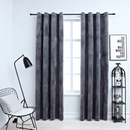 Gossi draperii opace cu inele, 2 buc., antracit, 140x175 cm, catifea