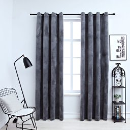 Gossi draperii opace cu inele, 2 buc., antracit, 140x245 cm, catifea
