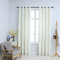 Gossi draperii opace cu inele, 2 buc., crem, 140 x 225 cm, catifea