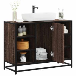 Gossi dulap chiuveta de baie, stejar maro, 80x33x60 cm, lemn compozit