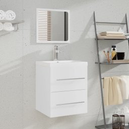 Gossi dulap de baie cu oglinda, alb, 41x38,5x48 cm