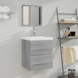 Gossi dulap de baie cu oglinda, gri sonoma, 41x38,5x48 cm