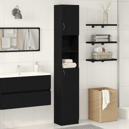 Gossi dulap de baie stejar negru 32x25,5x190 cm lemn prelucrat