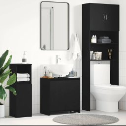 Gossi dulap de baie stejar negru 60x33x60 cm lemn prelucrat