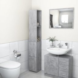 Gossi dulap de baie, gri beton, 25x26,5x170 cm, lemn prelucrat