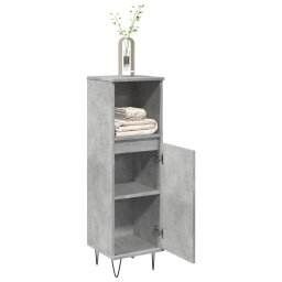 Gossi dulap de baie, gri beton, 30x30x100 cm, lemn prelucrat