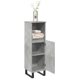 Gossi dulap de baie, gri beton, 30x30x100 cm, lemn prelucrat