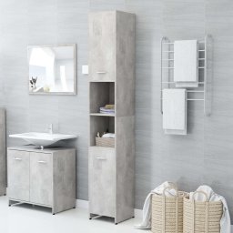Gossi dulap de baie, gri beton, 30x30x183,5 cm, lemn prelucrat