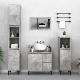 Gossi dulap de baie, gri beton, 30x30x190 cm, lemn prelucrat