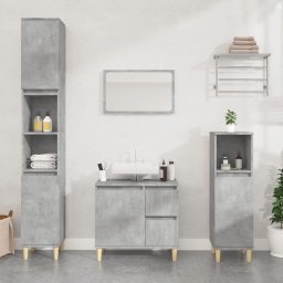 Gossi dulap de baie, gri beton, 65x33x60 cm, lemn prelucrat