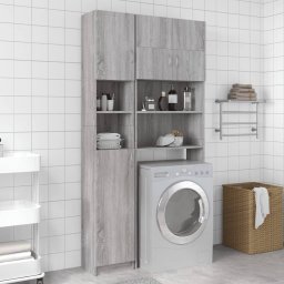 Gossi dulap de baie, gri sonoma, 32x25,5x190 cm, lemn prelucrat
