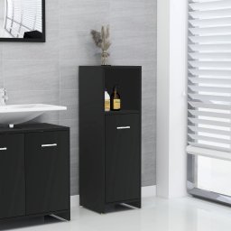 Gossi dulap de baie, negru, 30x30x95 cm, lemn prelucrat