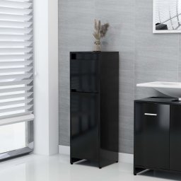 Gossi dulap de baie, negru, 30x30x95 cm, lemn prelucrat