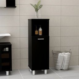 Gossi dulap de baie, negru, 30x30x95 cm, lemn prelucrat