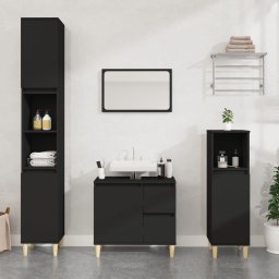 Gossi dulap de baie, negru, 65x33x60 cm, lemn prelucrat
