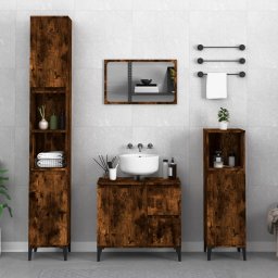 Gossi dulap de baie, stejar afumat, 30x30x100 cm, lemn prelucrat