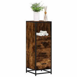 Gossi dulap de baie, stejar afumat, 35x37,5x100 cm, lemn prelucrat