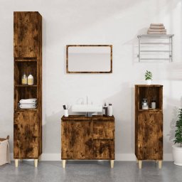 Gossi dulap de baie, stejar afumat, 65x33x60 cm, lemn prelucrat