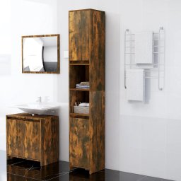 Gossi dulap de baie, stejar fumuriu, 30x30x183,5 cm, lemn prelucrat