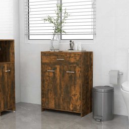 Gossi dulap de baie, stejar fumuriu, 60x33x80 cm, lemn prelucrat