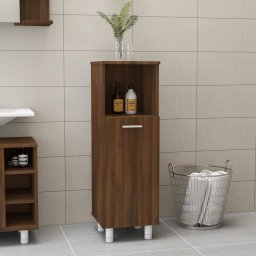 Gossi dulap de baie, stejar maro, 30x30x95 cm, lemn prelucrat