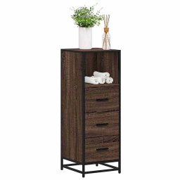 Gossi dulap de baie, stejar maro, 35x37,5x100 cm, lemn prelucrat