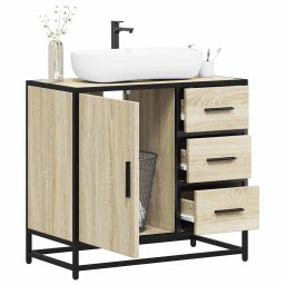 Gossi dulap de chiuveta baie stejar sonoma 65x33x60 cm lemn prelucrat