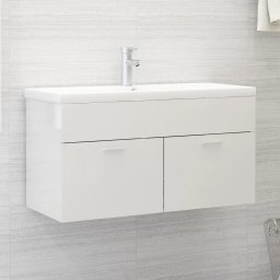 Gossi dulap de chiuveta, alb extralucios, 90x38,5x46 cm, pal