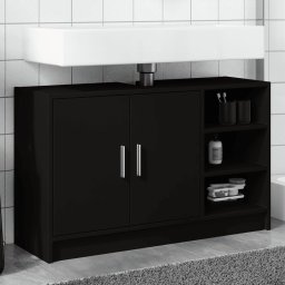 Gossi dulap de chiuveta, negru, 90x29x55 cm, lemn prelucrat