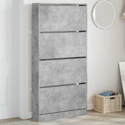 Gossi dulap de pantofi 4 sertare rabatabile, gri beton, 80x21x163,5cm